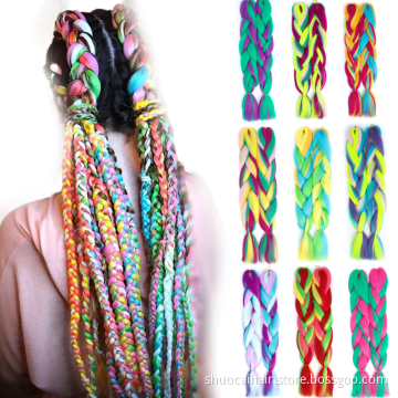 Jumbo Braid Hair 24 Inch Synthetic Colorful Hair Extension For Crochet Box Braids Twist Mix Braiding Hair Extensions